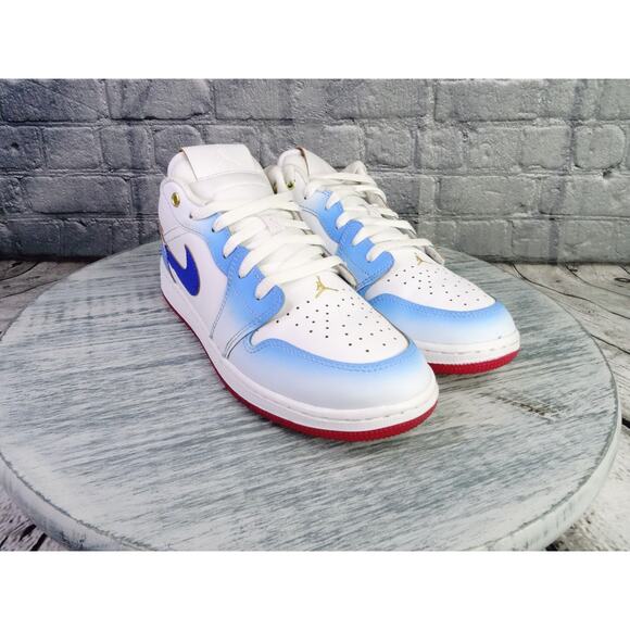 Air Jordan 1 Low SE GS White/Game Royal-White Youth 7Y Women 8.5 VNDS Excellent - Picture 1 of 16